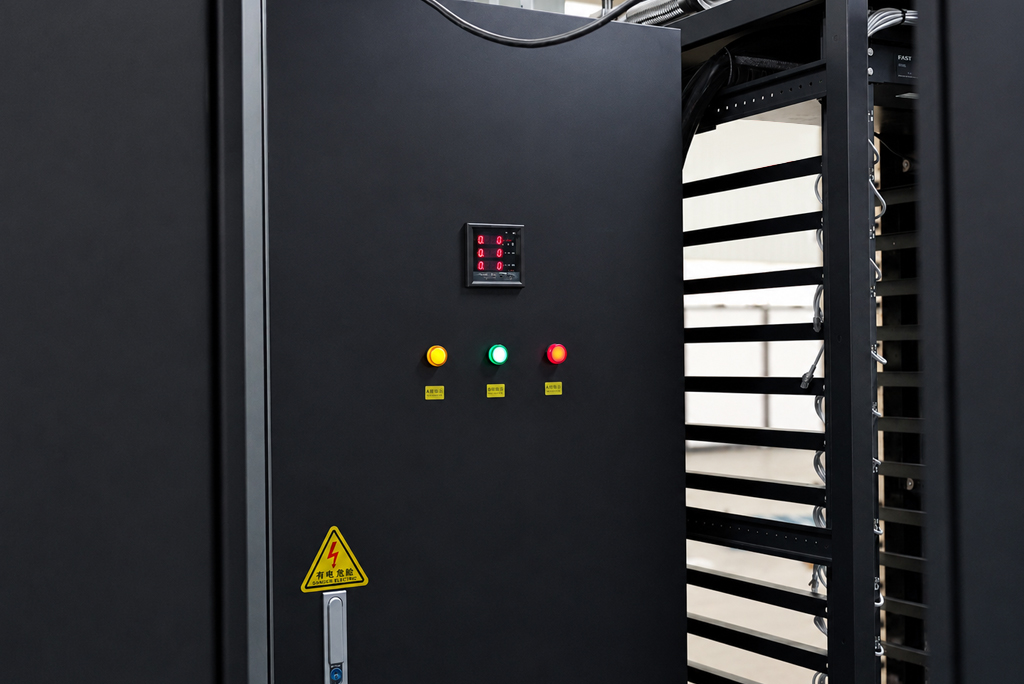 Gabinete de distribución de energía centralizada para sistema de minería de Bitcoin Avalon/Sealminer 2U de 1.2 MW y 120 ranuras con refrigeración líquida.