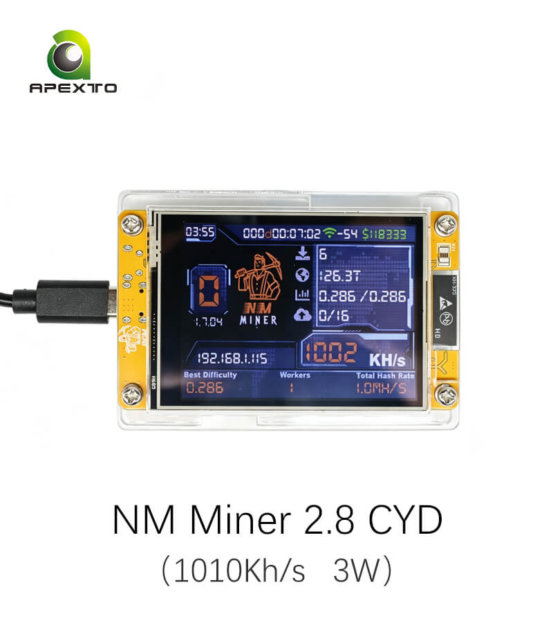 NerdMiner NM 2.8 CYD Bitcoin Solo Miner NerdMiner NM 2.8 CYD Bitcoin Solo Miner
