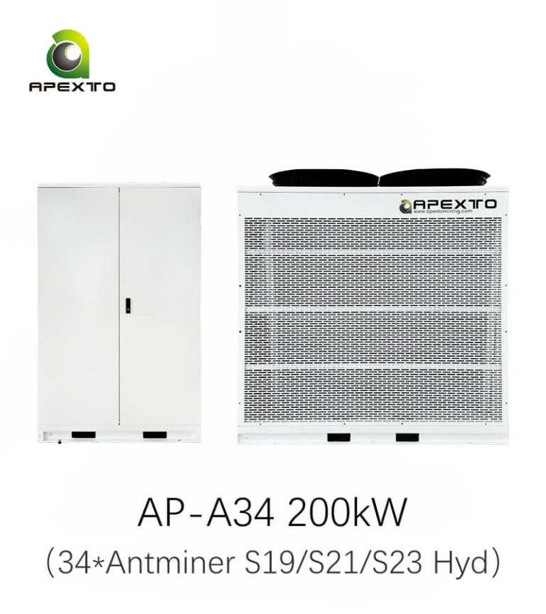 Antminer-Wasserkühlungsschrank mit 34 Steckplätzen für Bitcoin-Mining