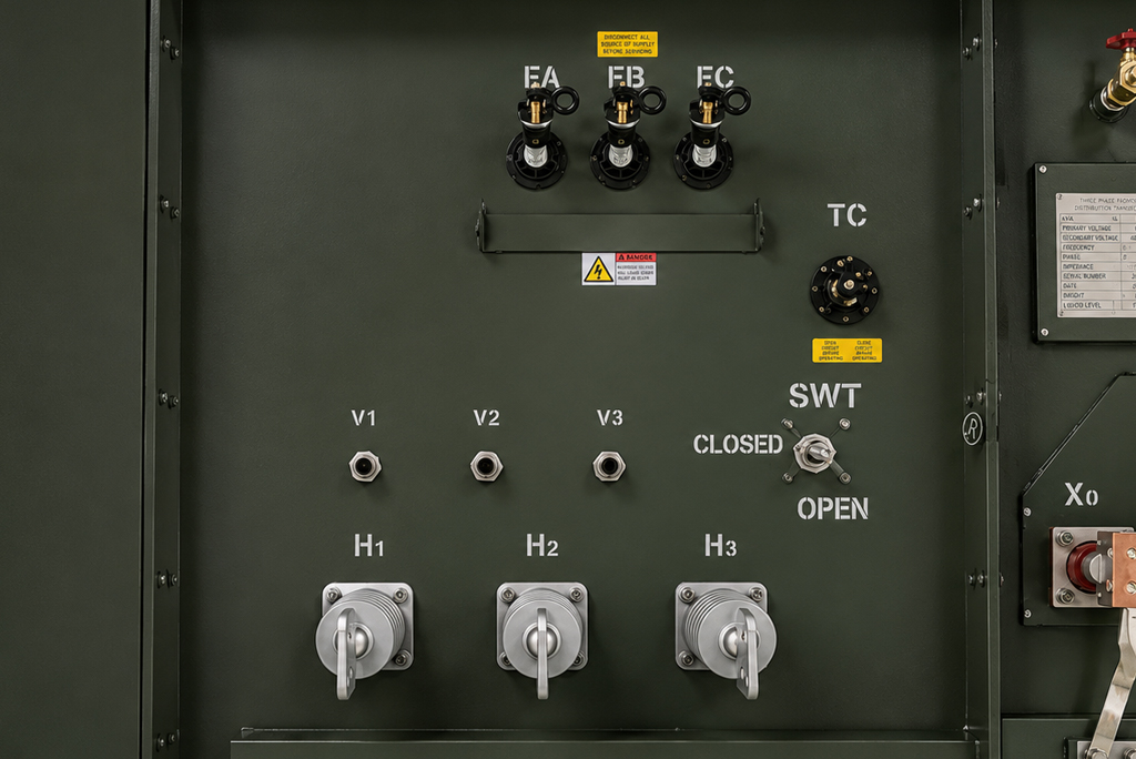1000 kVA pad mounted transformer High-Voltage Termination & Protection Compartment