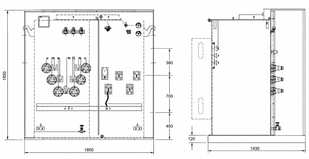 2500 kVA 3-Phase Padmount Transformer line drawing