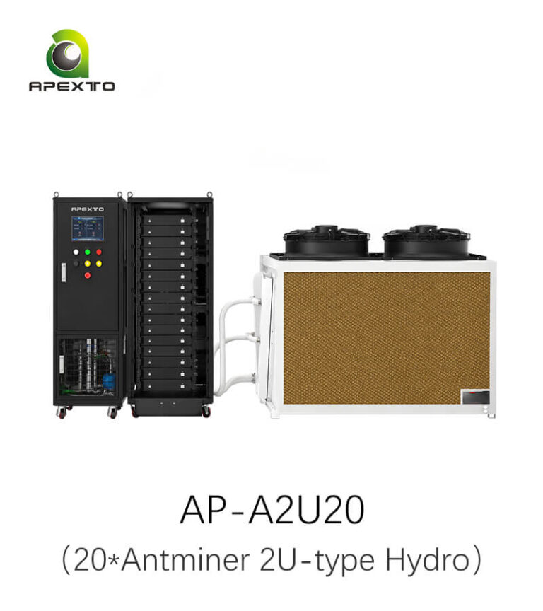 Rack de refrigeración hidráulica 2U para Antminer de 20 ranuras y 200 kW